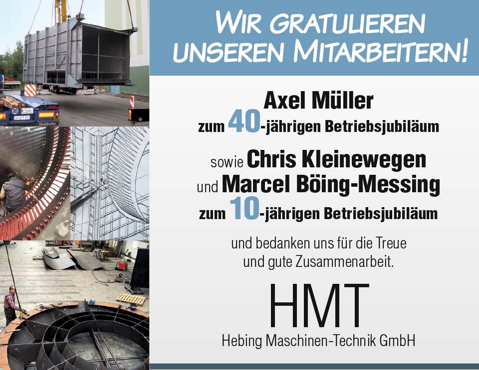 HMT Hebing Maschinen-Technik GmbH / Wir gratulieren unseren Mitarbeiter